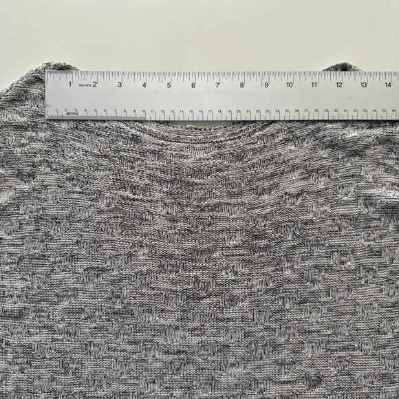 M. Rena Knit Sweater Gray Marled Textured Dolman Short Sleeves USA Made Size L - Picture 14 of 15